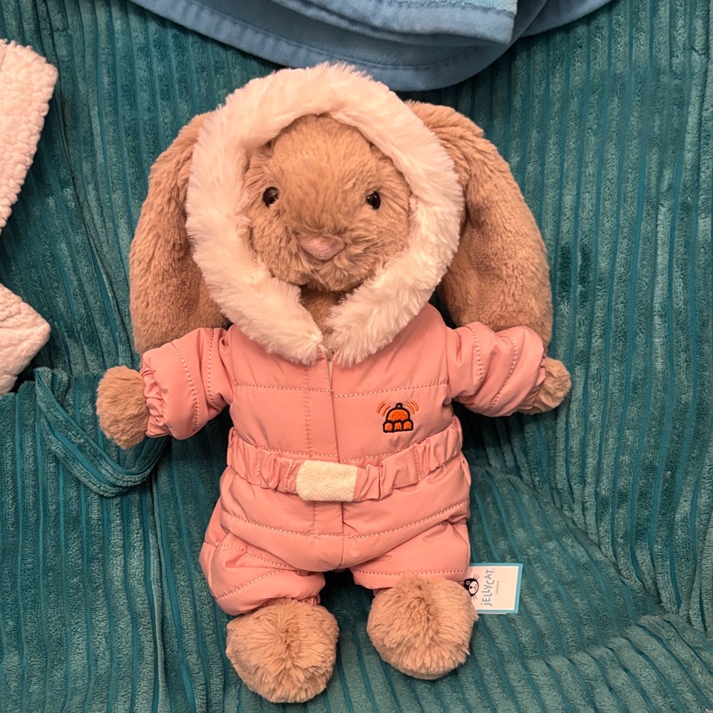 Jellycat Bashful Bunny in Pink Snowsuit